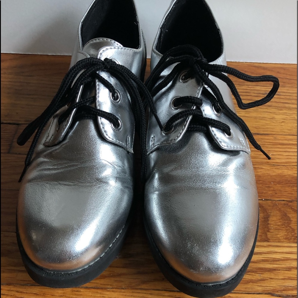 Madden girl platform silver lace up sneakers